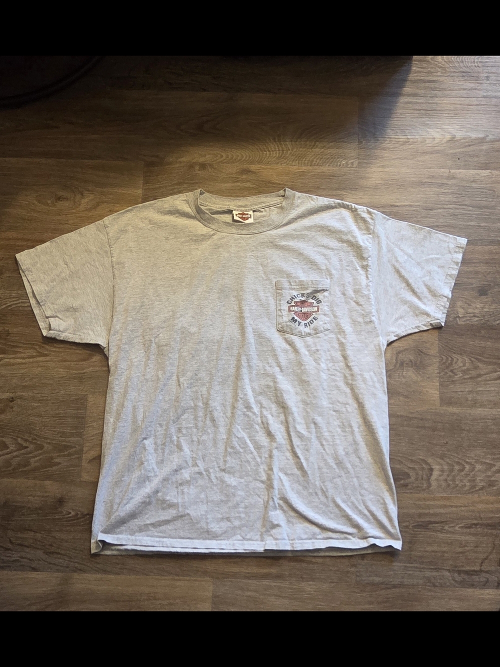 Harley-Davidson Light Gray Short Sleeve Pocket Tee with Chest Patch